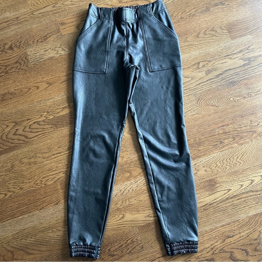 SPANX Black Faux Leather Jogger Utility Pants Size S - Picture 9 of 14